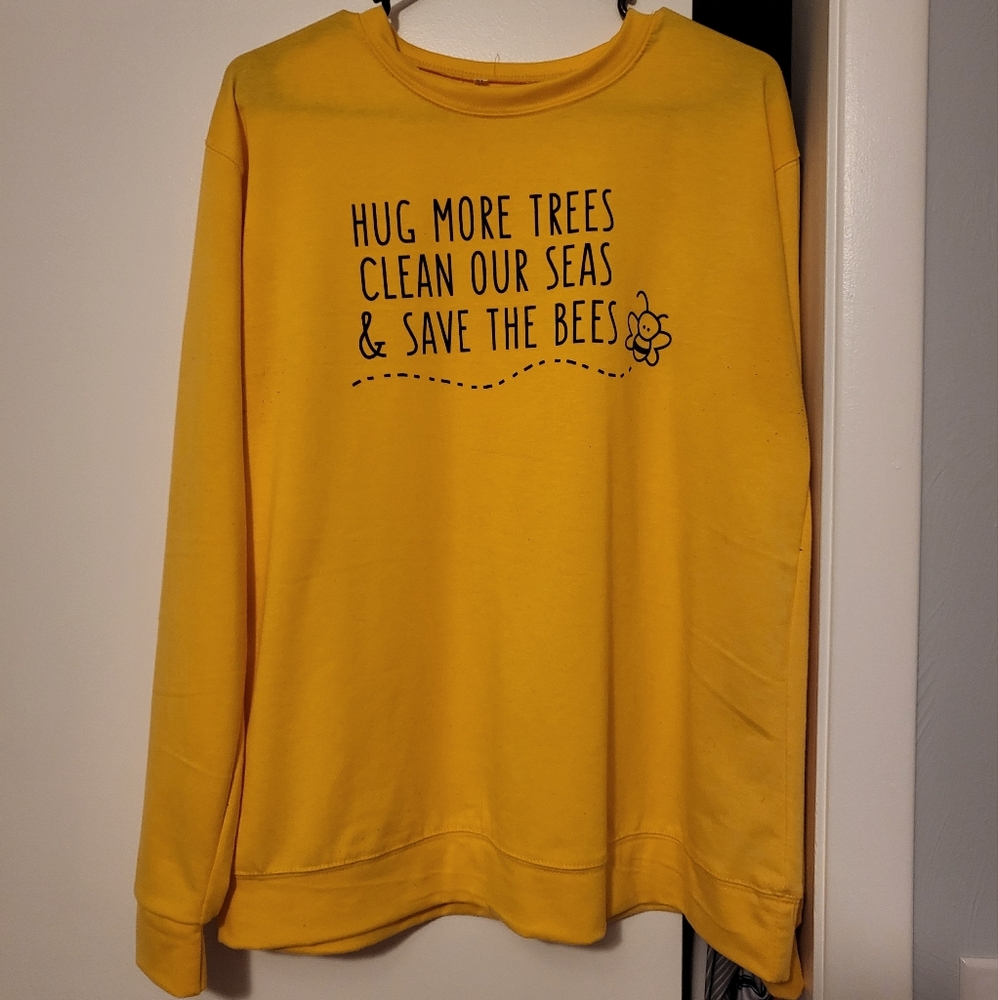 "Hug More Trees..." lightweight sweatshirt. Yellow size XL